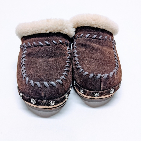 Minnetonka Leather Sheepskin Clogs sz 7 - Picture 2 of 10